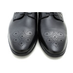 Черни официални мъжки обувки, естествена кожа перфорирана - официални обувки за целогодишно ползване N 100018162